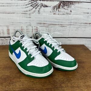 Nike Dunk Low Malachite White Green Blue Swoosh Sneakers FZ4357 Sz 7Y 8.5W 7M
